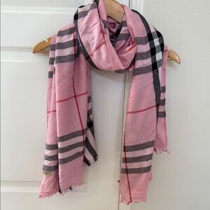 Burberry Pink and Black Tartan Scarf